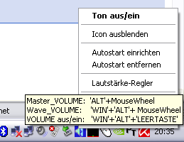 VolumeByWheel im Systray